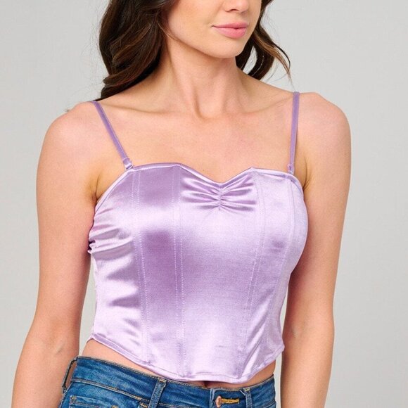 Womens Jade Sleeveless Adjustable Spaghetti Strap Zip Back V-Neck Satin Top - Picture 7 of 14